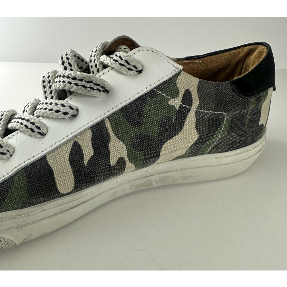 Veronica Beard Sami Camo Canvas Lace-up Sneakers Leather Lining Shoes 39 US 8.5 - Picture 14 of 16